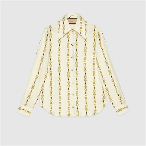 horsebit print silk-twill shirt. gucci matchesfashion.com. ...|Gucci GG.